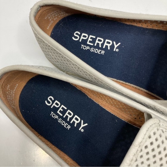 Sperry perforated leather loafers slip on shoes gray size 9 - Picture 4 of 7